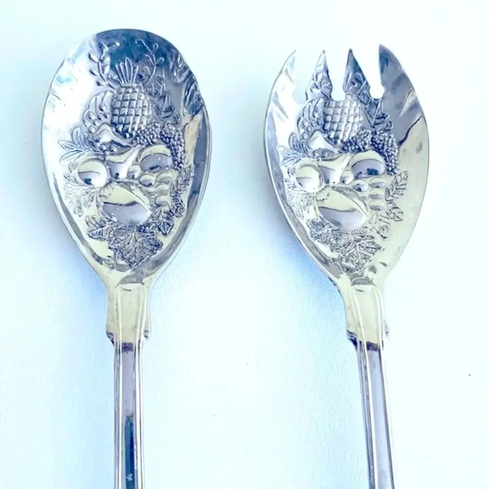 Vtg Silver Plated Fruit Salad Serving Fork Spoon FB Rogers Italy
